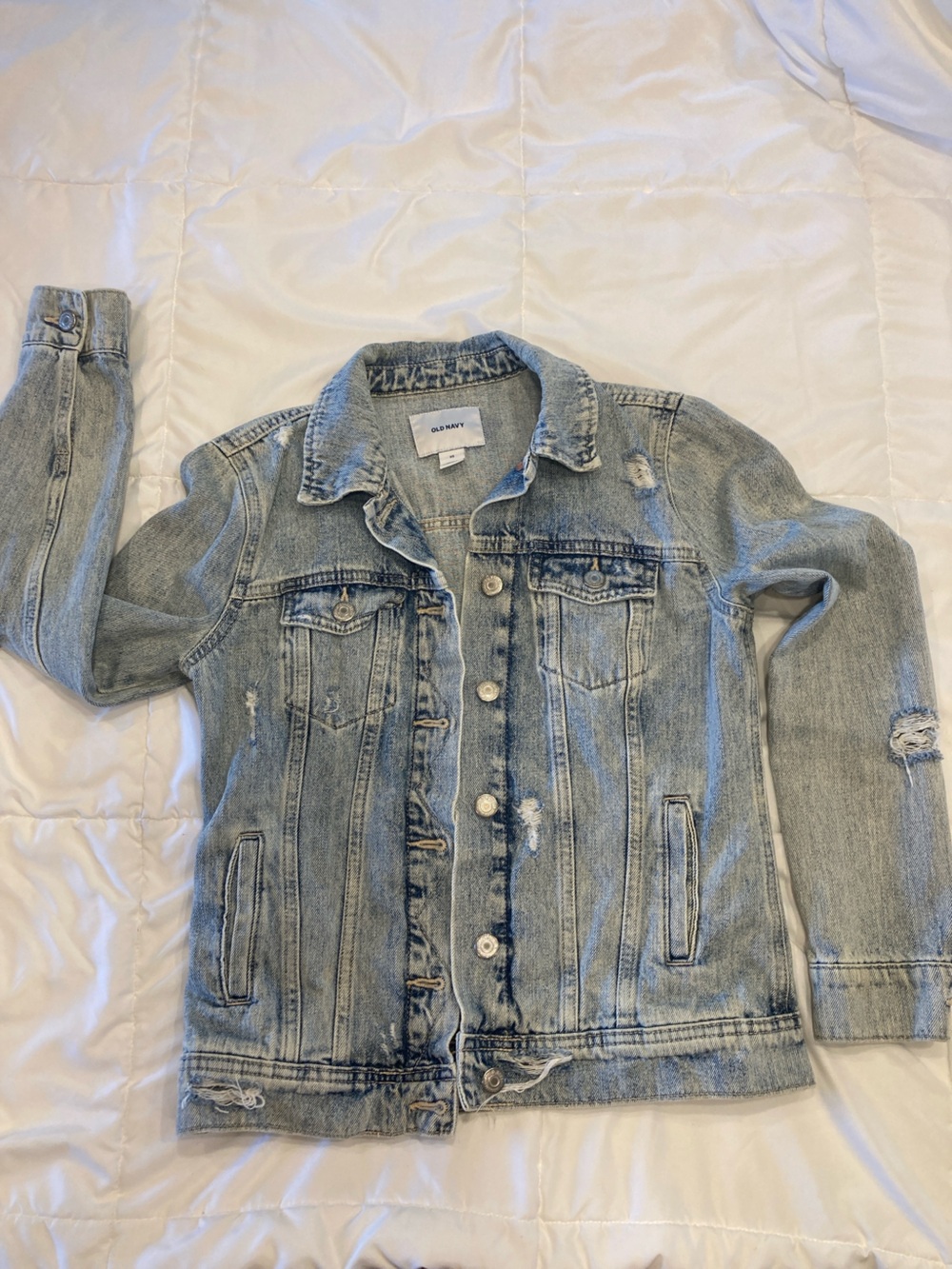 Old Navy Light Blue Distressed Denim Jacket